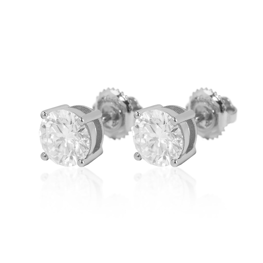 S925 Moissanite 1CT Round Cut Earrings