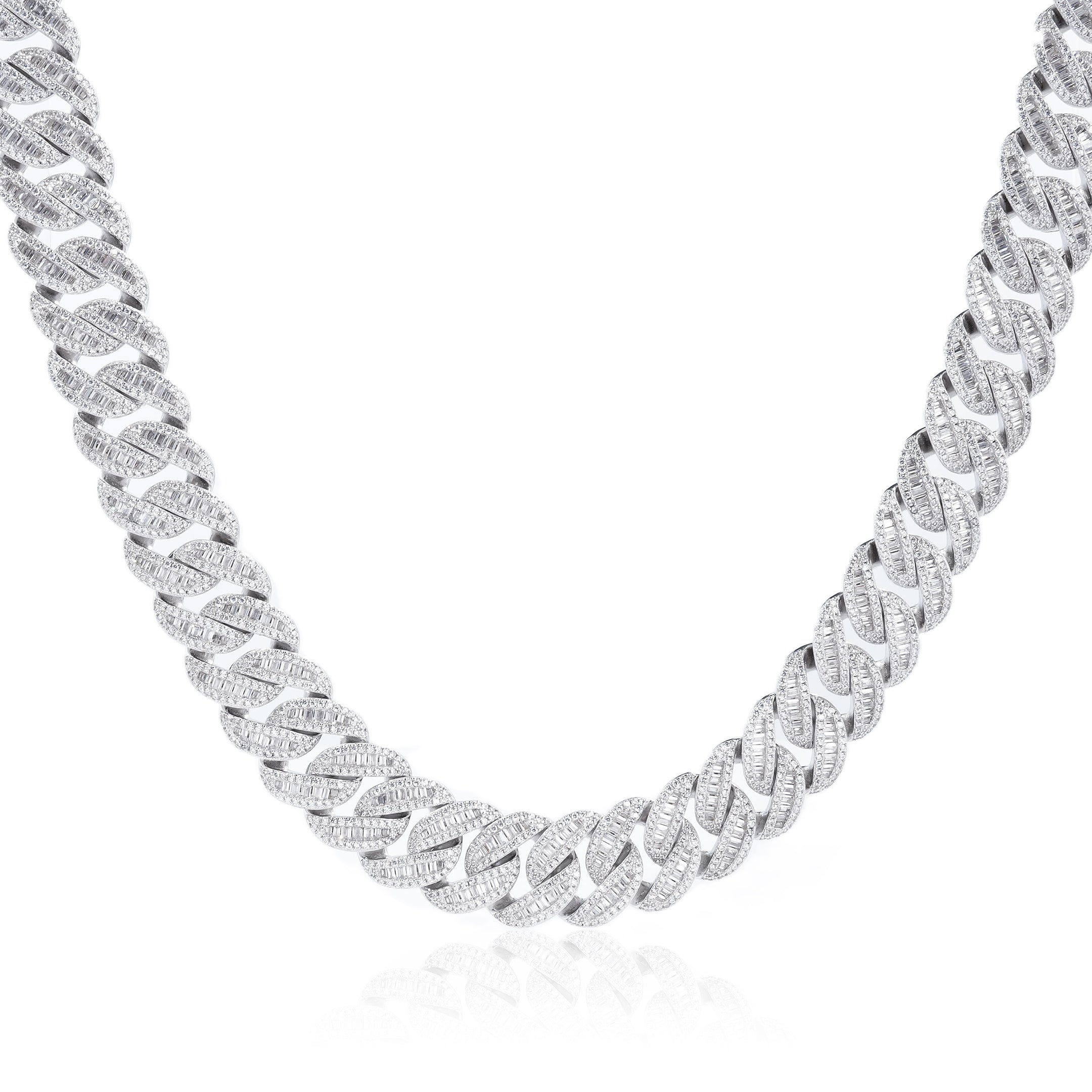 S925 Moissanite Baguette Cuban Chain