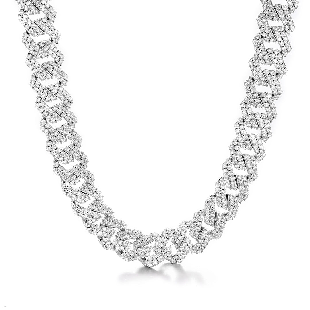 S925 Moissanite Prong Cuban Chain