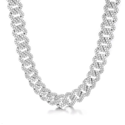 S925 Moissanite Prong Cuban Chain