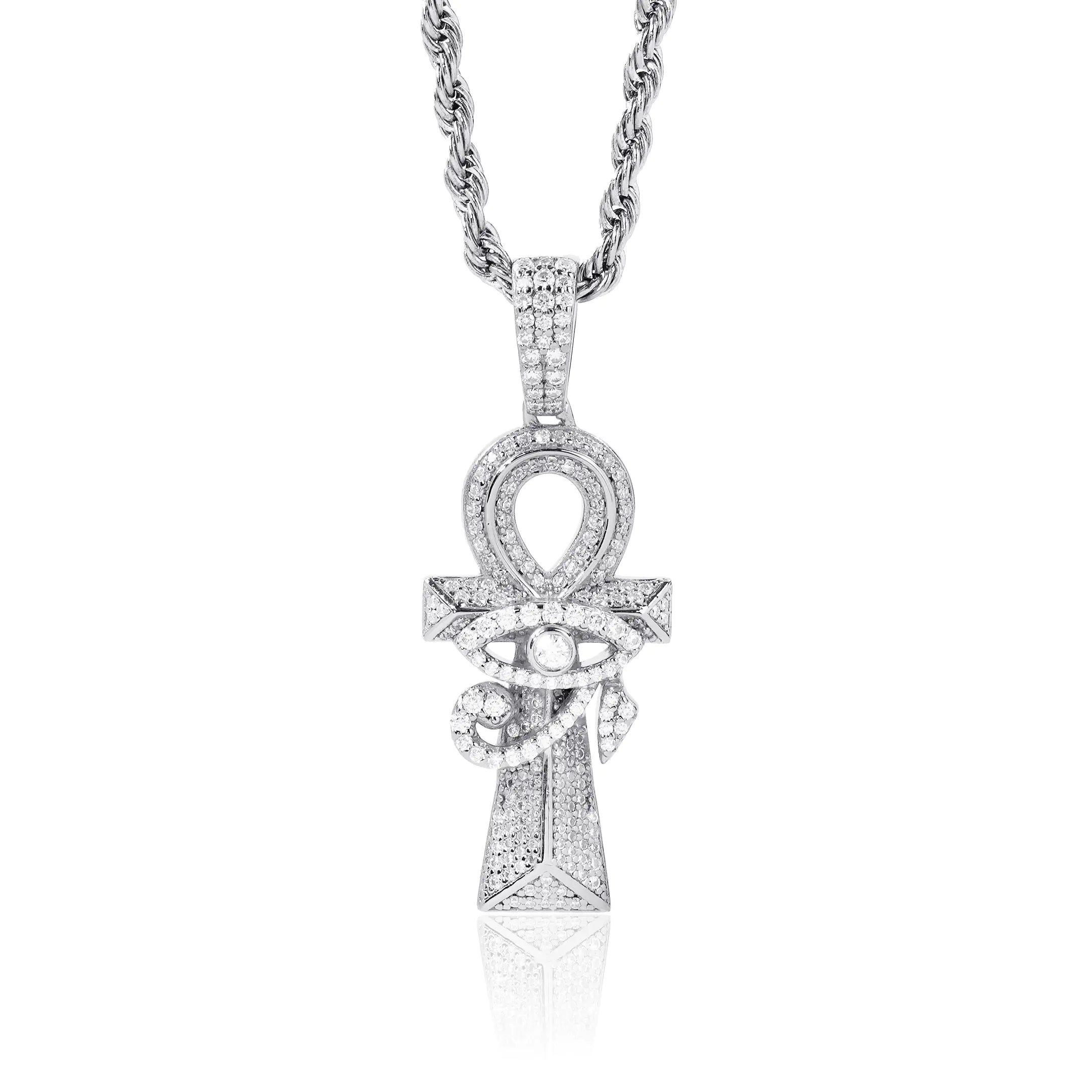 S925 Moissanite Evil Eyes Ankh Pendant