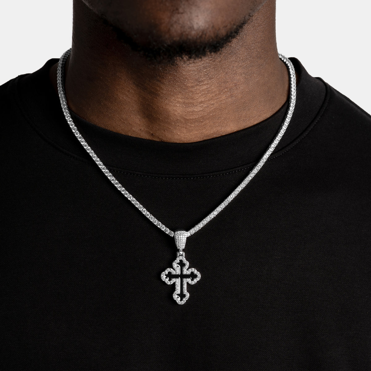 Black Enamel Cross Pendant