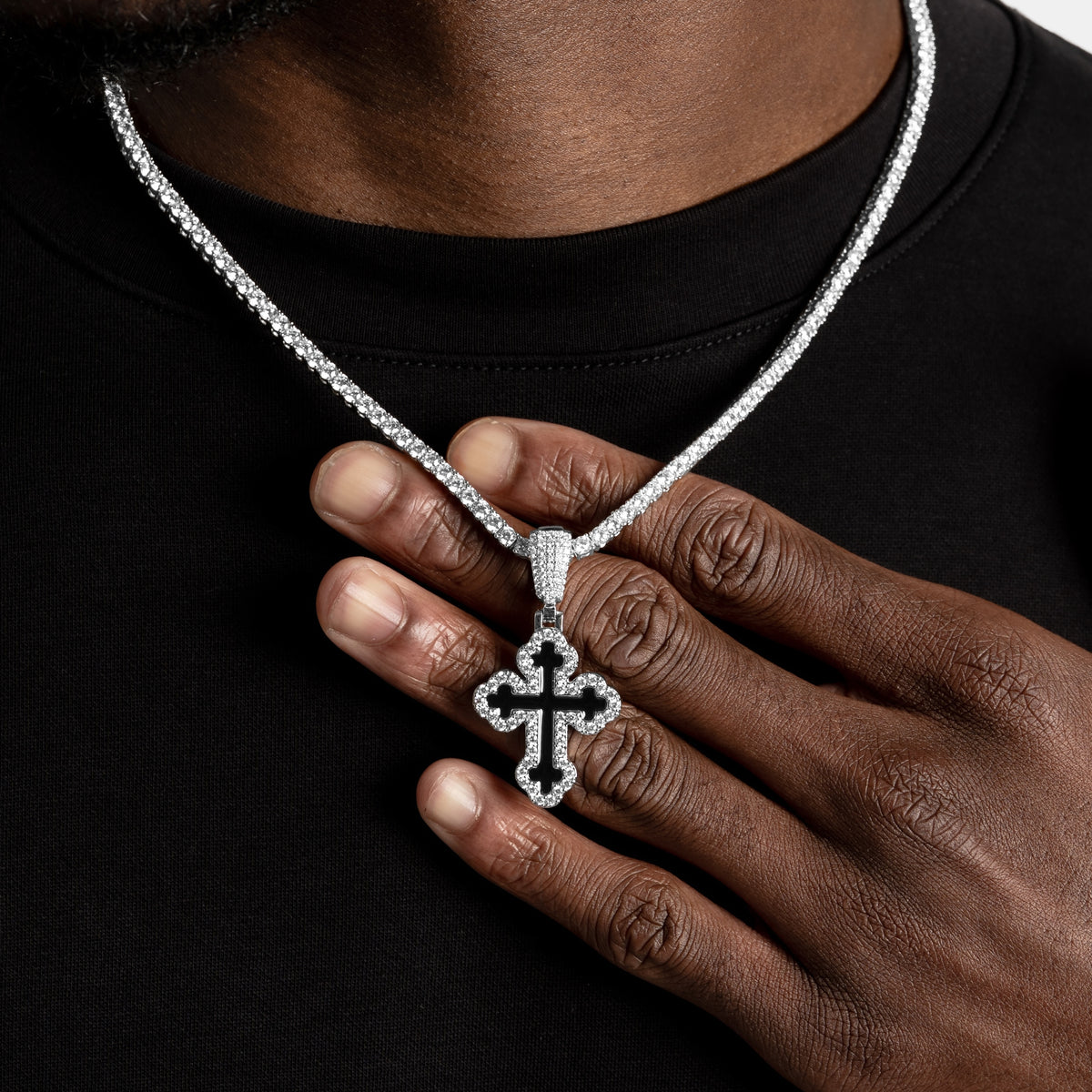 Black Enamel Cross Pendant