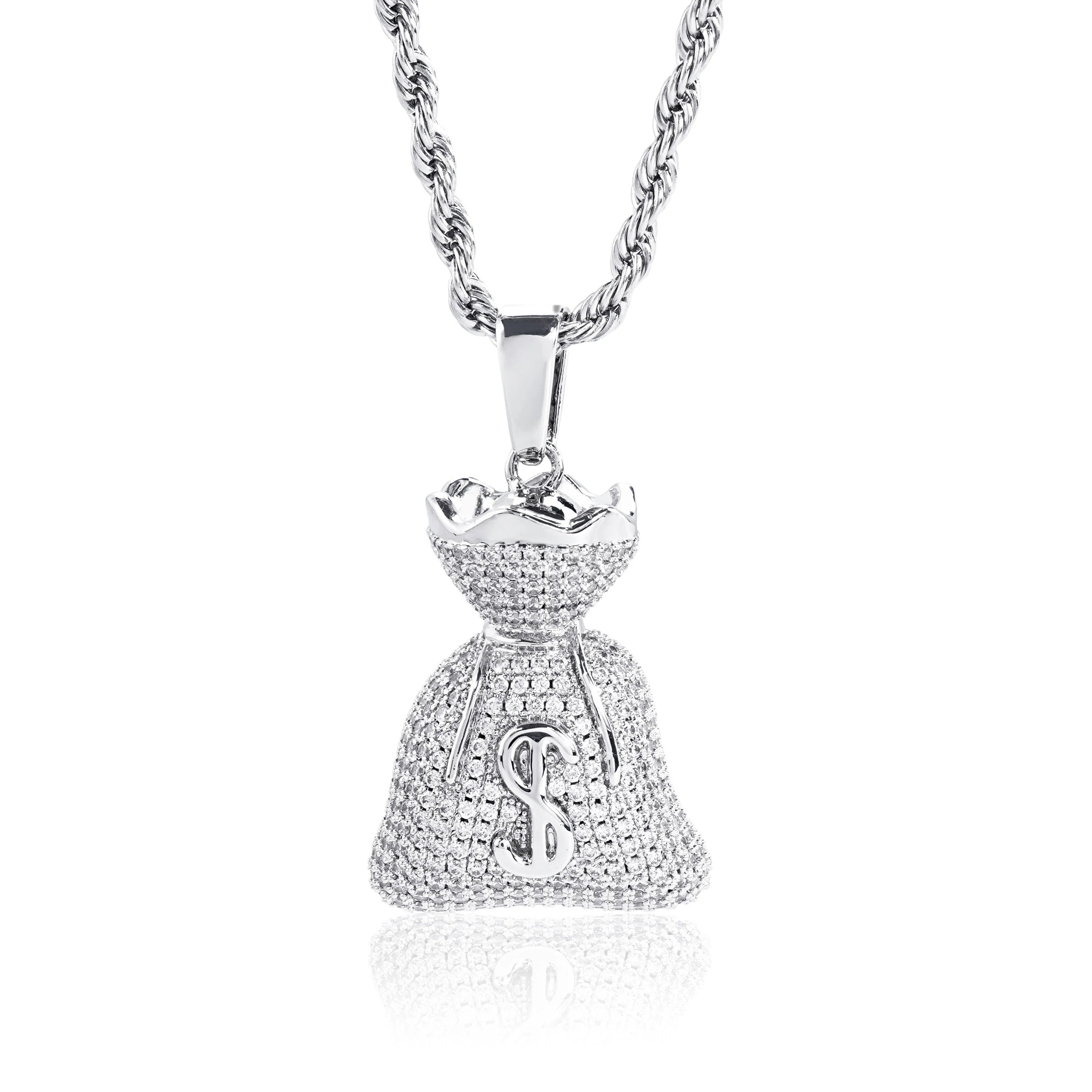 Iced 3D Money Bag Pendant