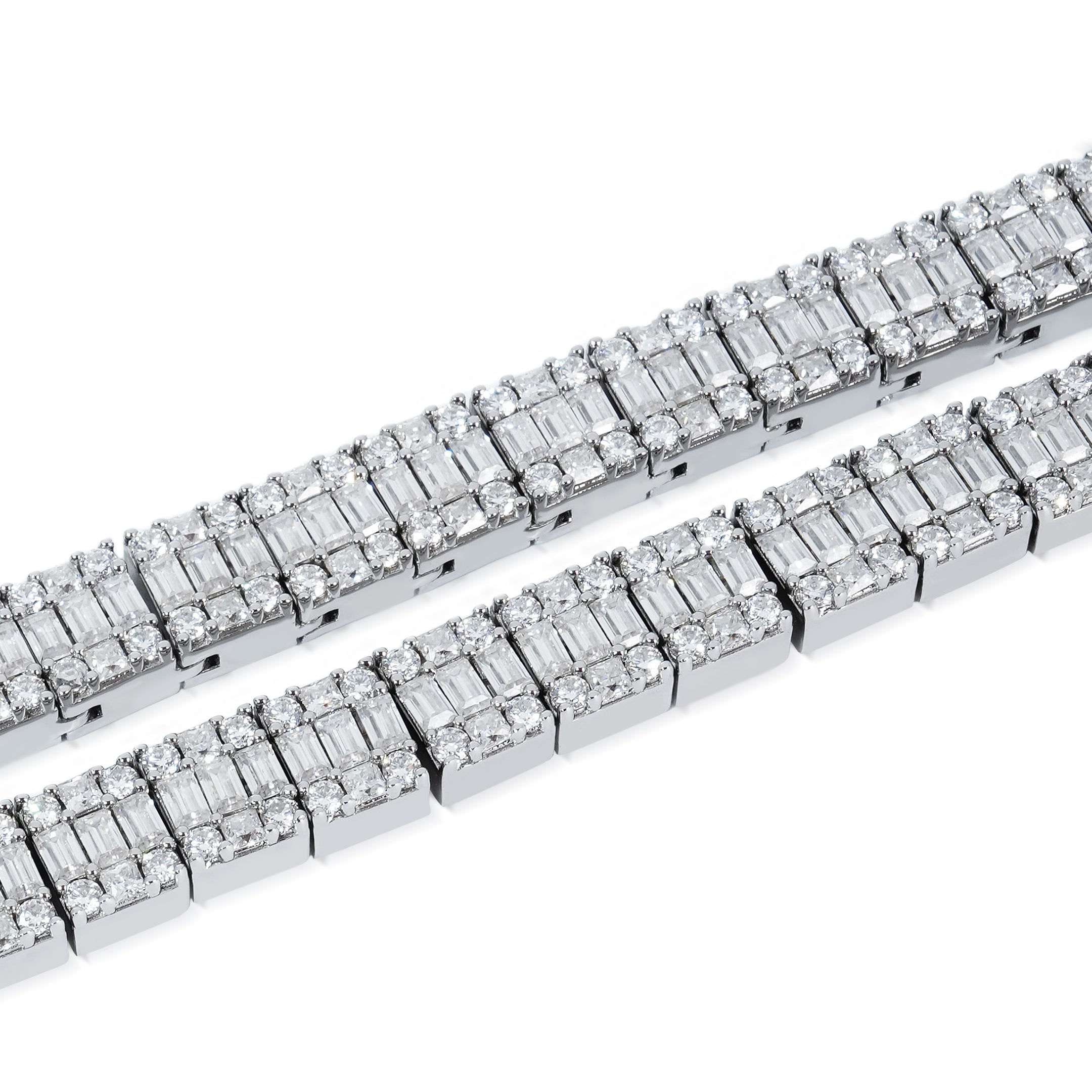 S925 Moissanite 10MM Baguette Tennis Chain