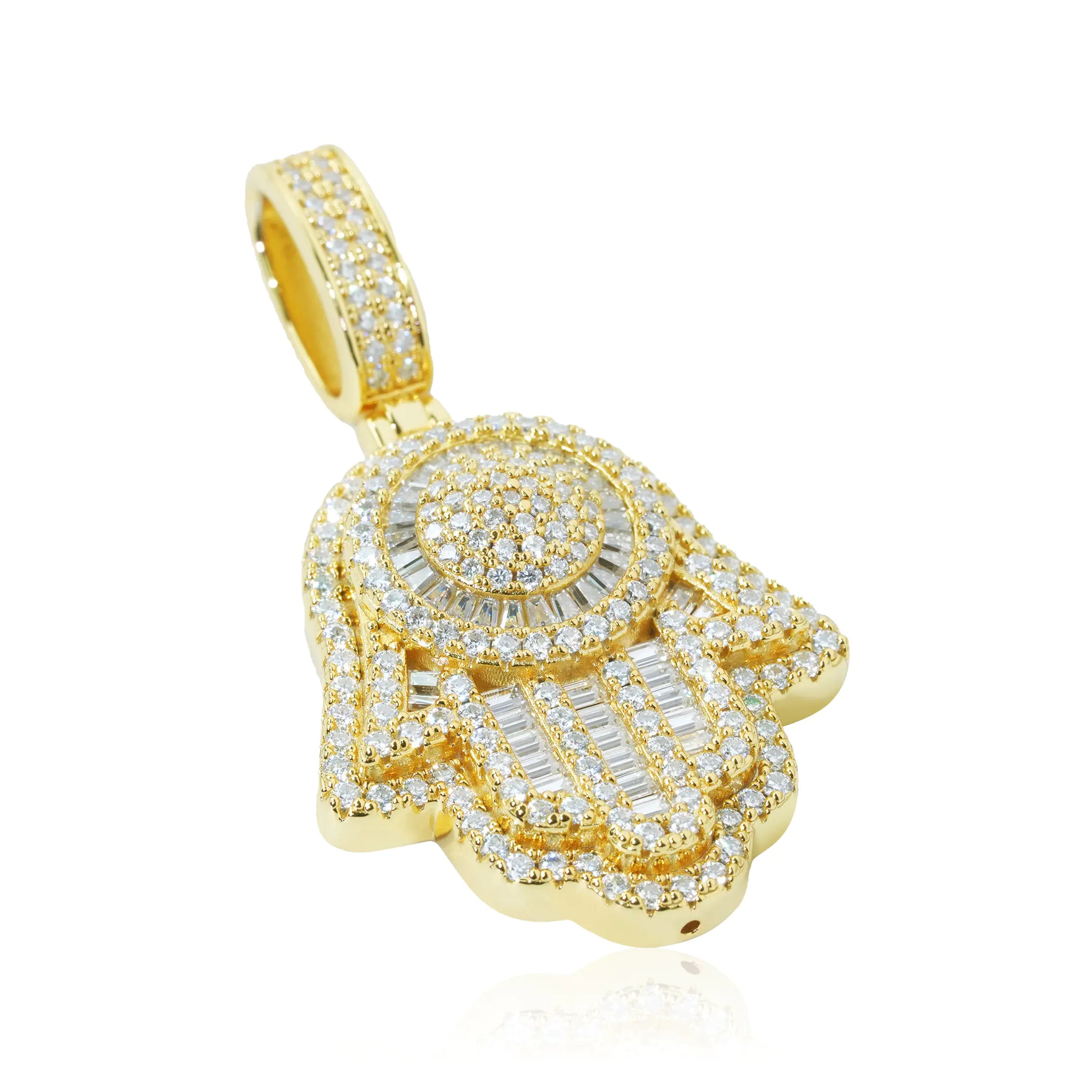 S925 Moissanite Baguette Hamsa Pendant