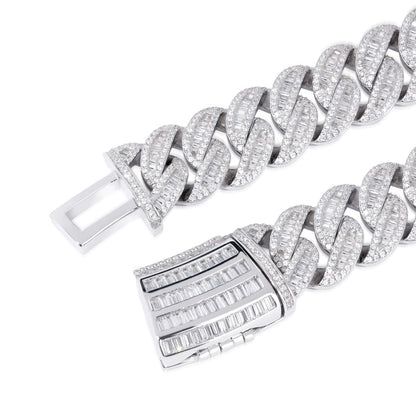 S925 Moissanite Baguette Cuban Chain