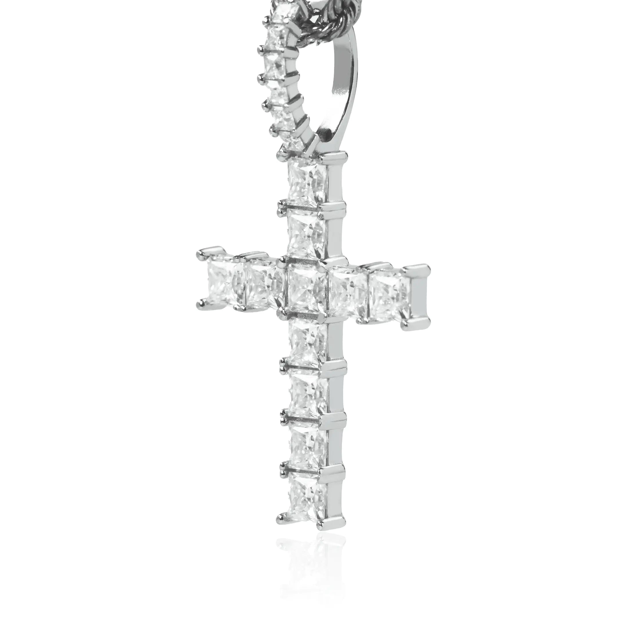 S925 Moissanite Princess Cut Cross Pendant