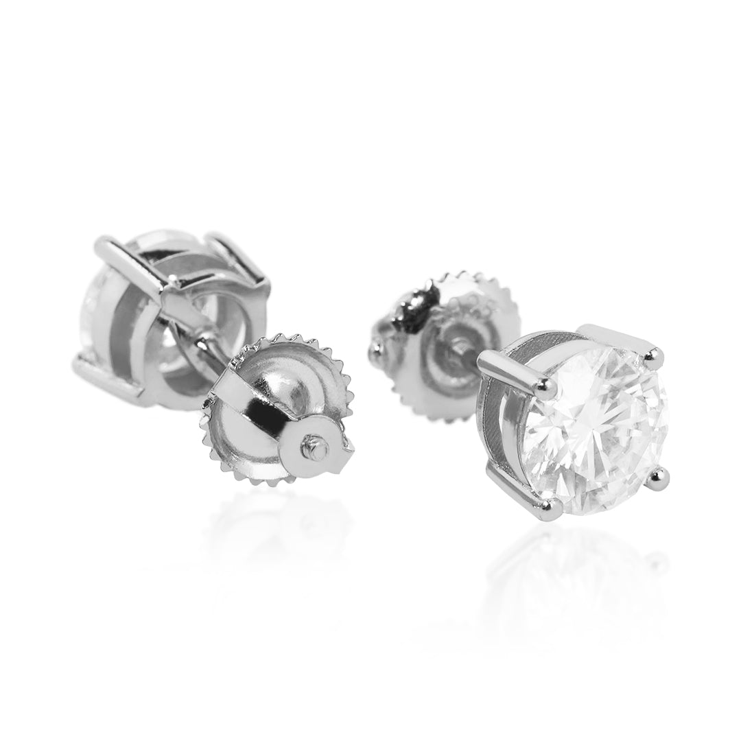 S925 Moissanite 1CT Round Cut Earrings