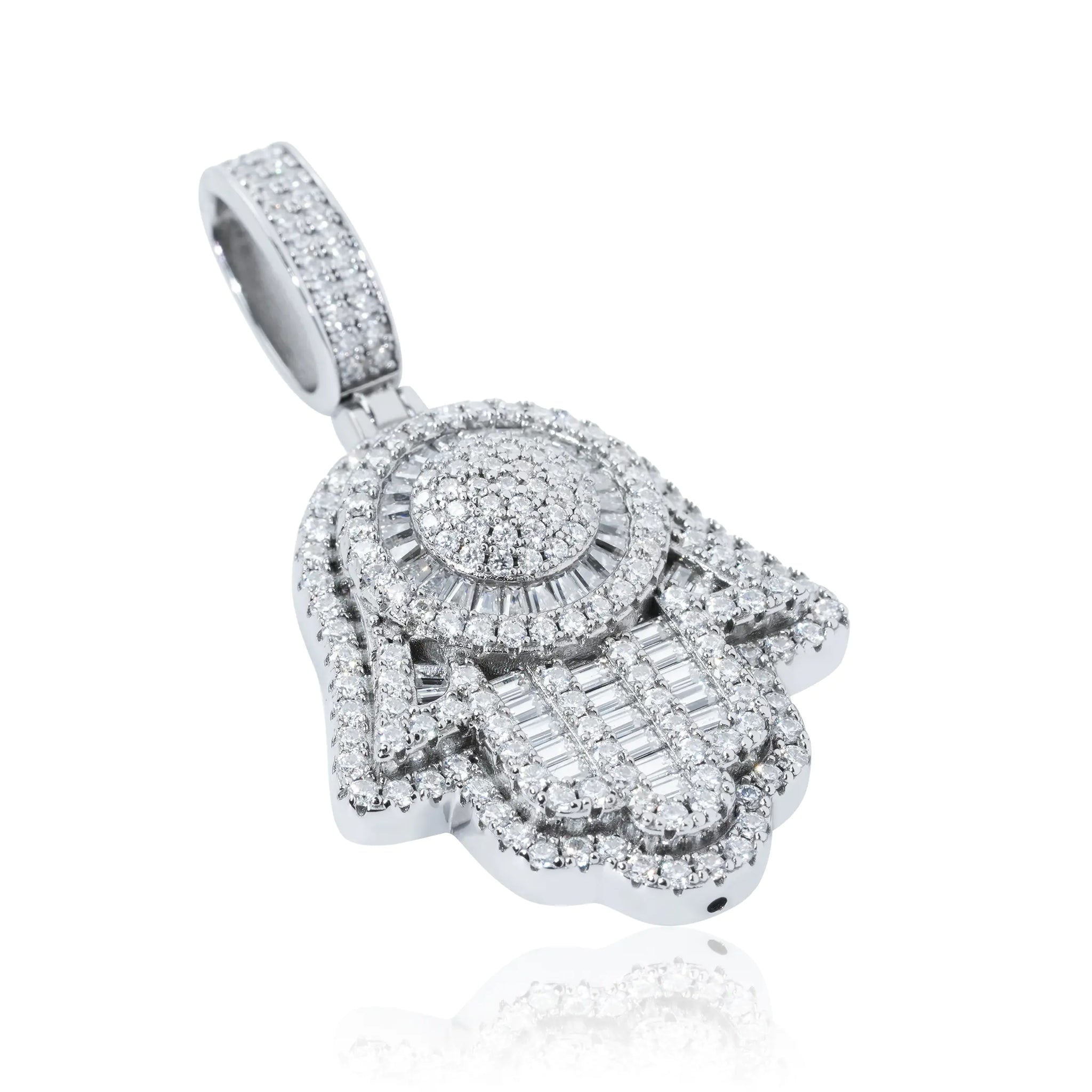 S925 Moissanite Baguette Hamsa Pendant