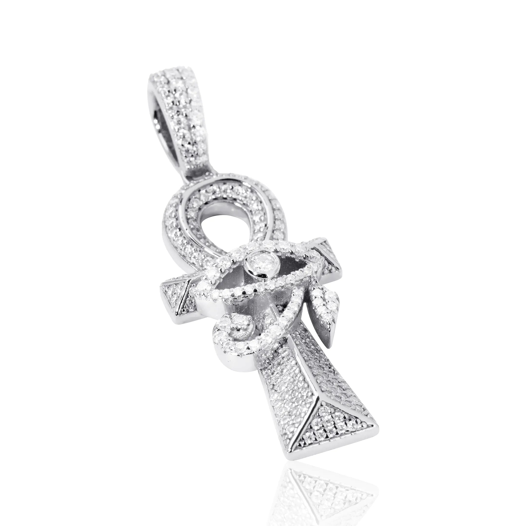 S925 Moissanite Evil Eyes Ankh Pendant