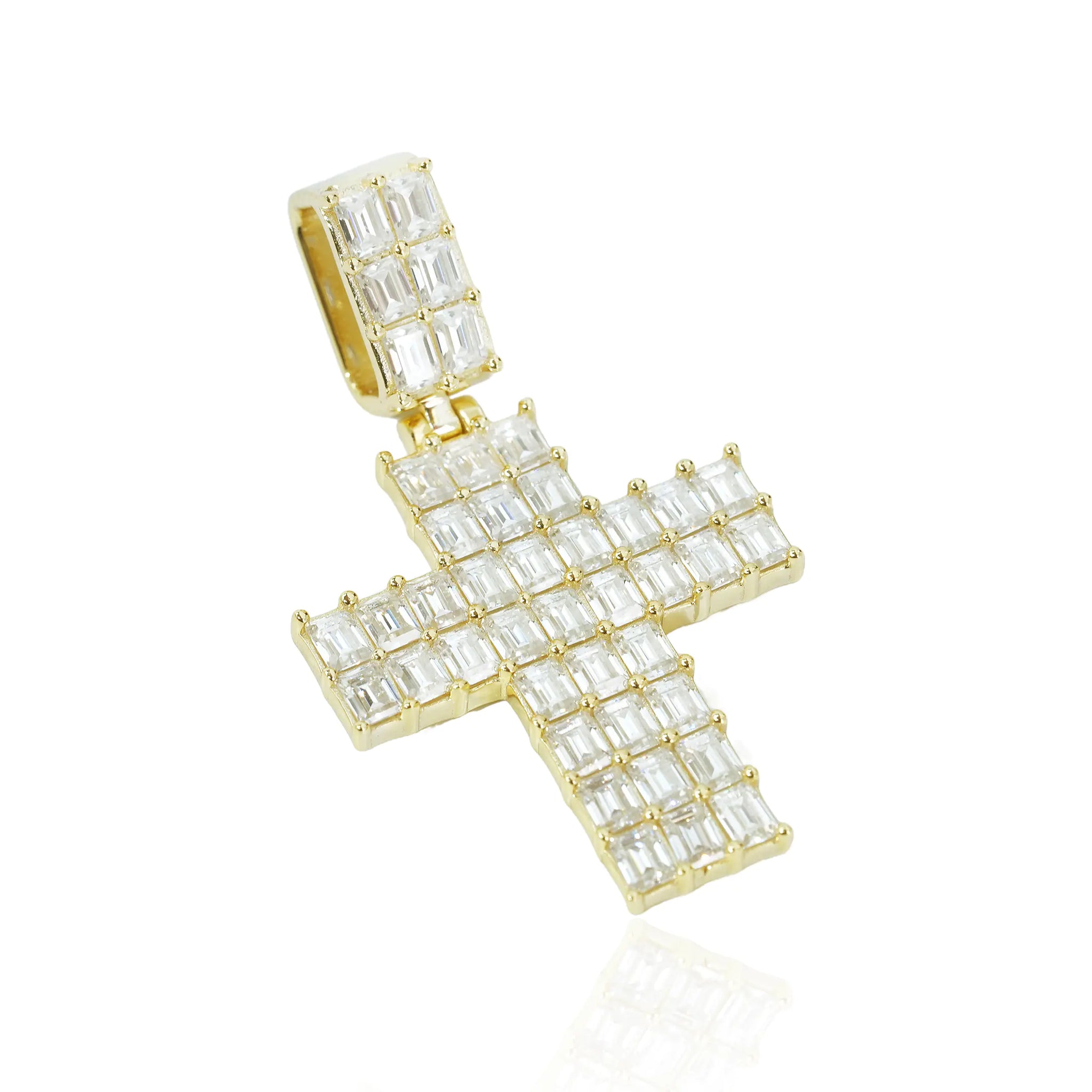 S925 Moissanite Baguette Cross Pendant