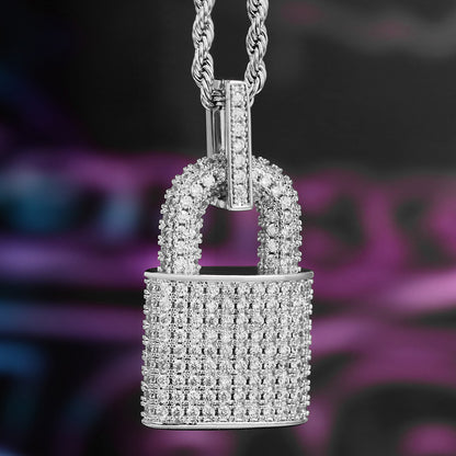 Iced Solid Lock Shaped Pendant