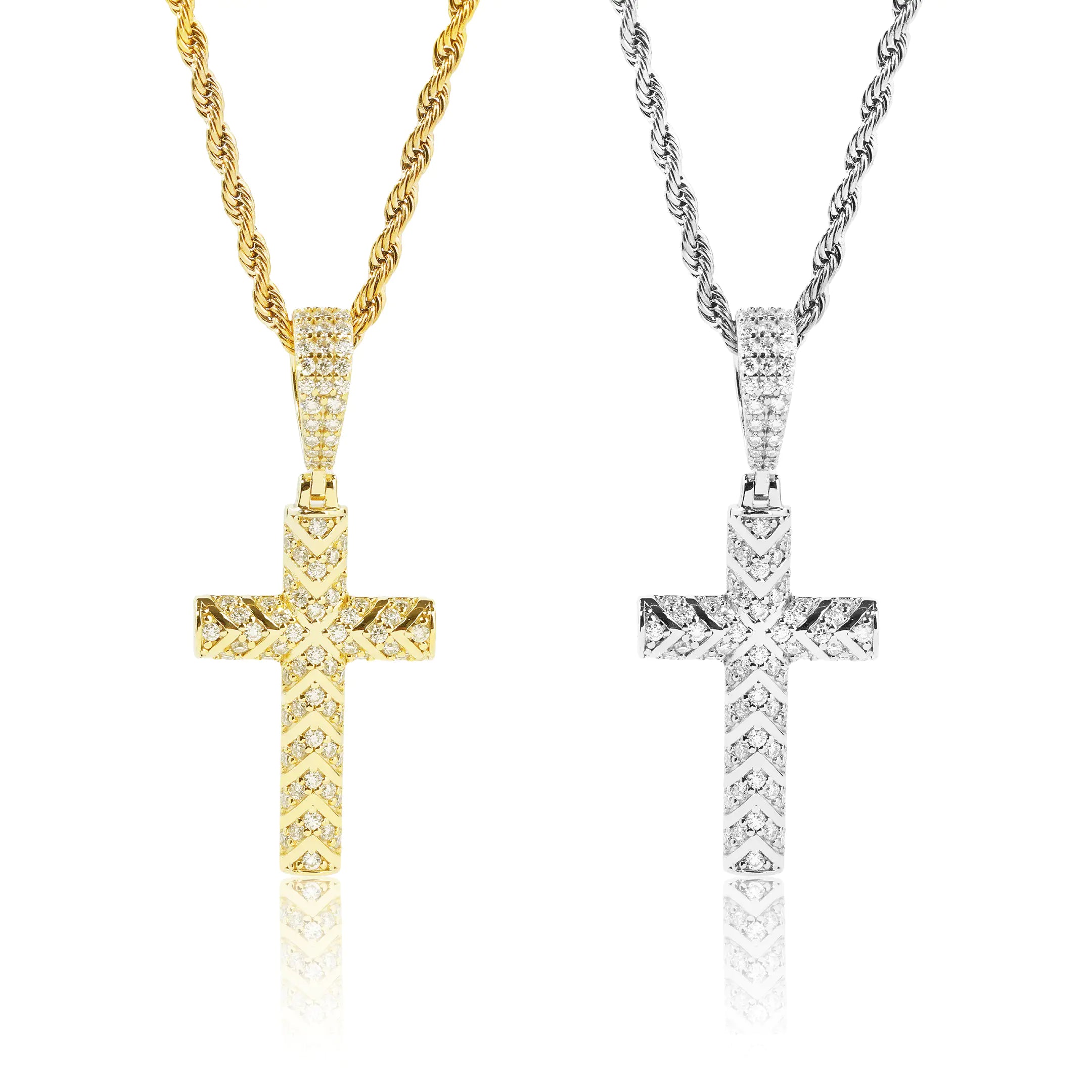 S925 Moissanite Cablee Cross Pendant