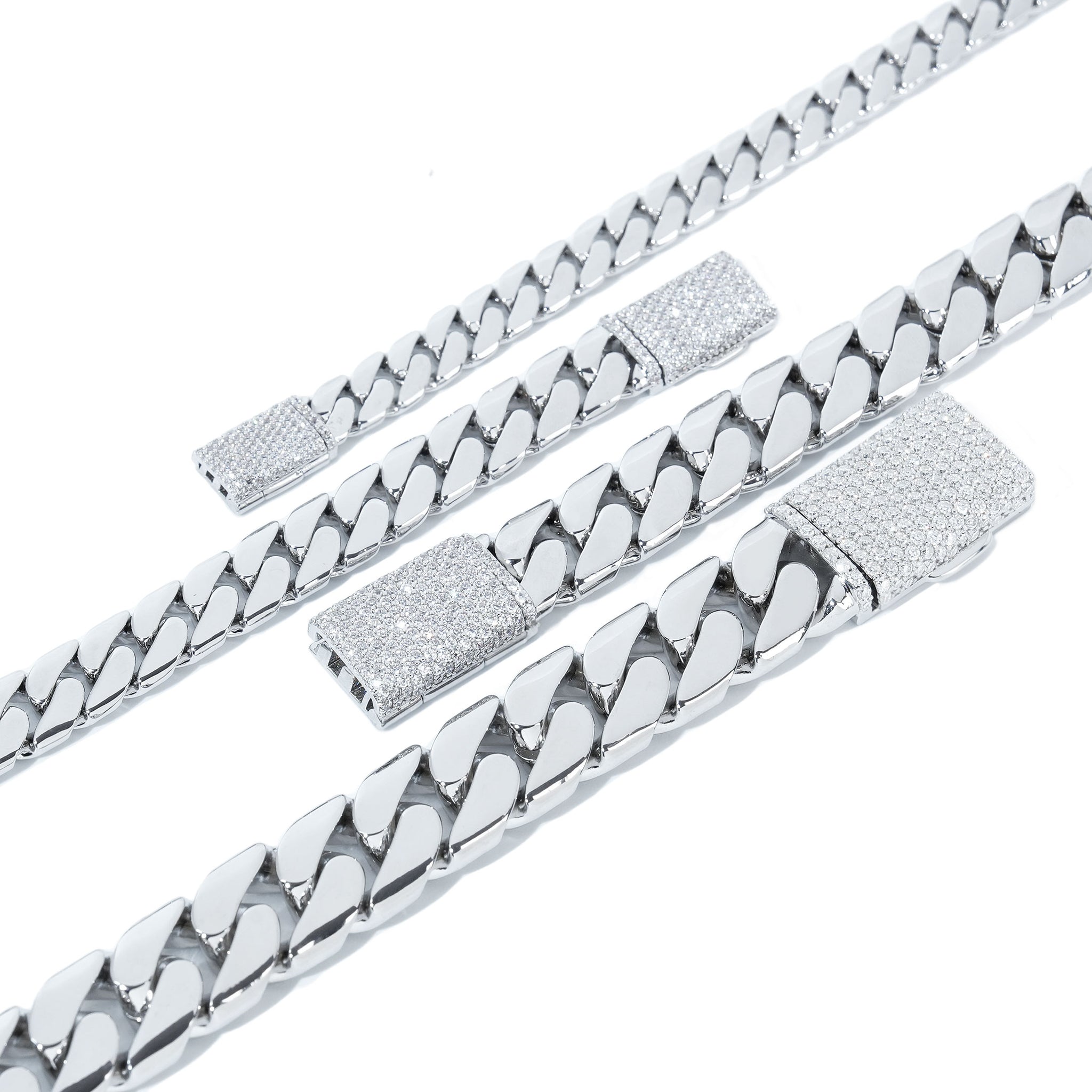 S925 Moissanite Clasp Prong Miami Cuban Chain