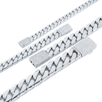 S925 Moissanite Clasp Prong Miami Cuban Chain