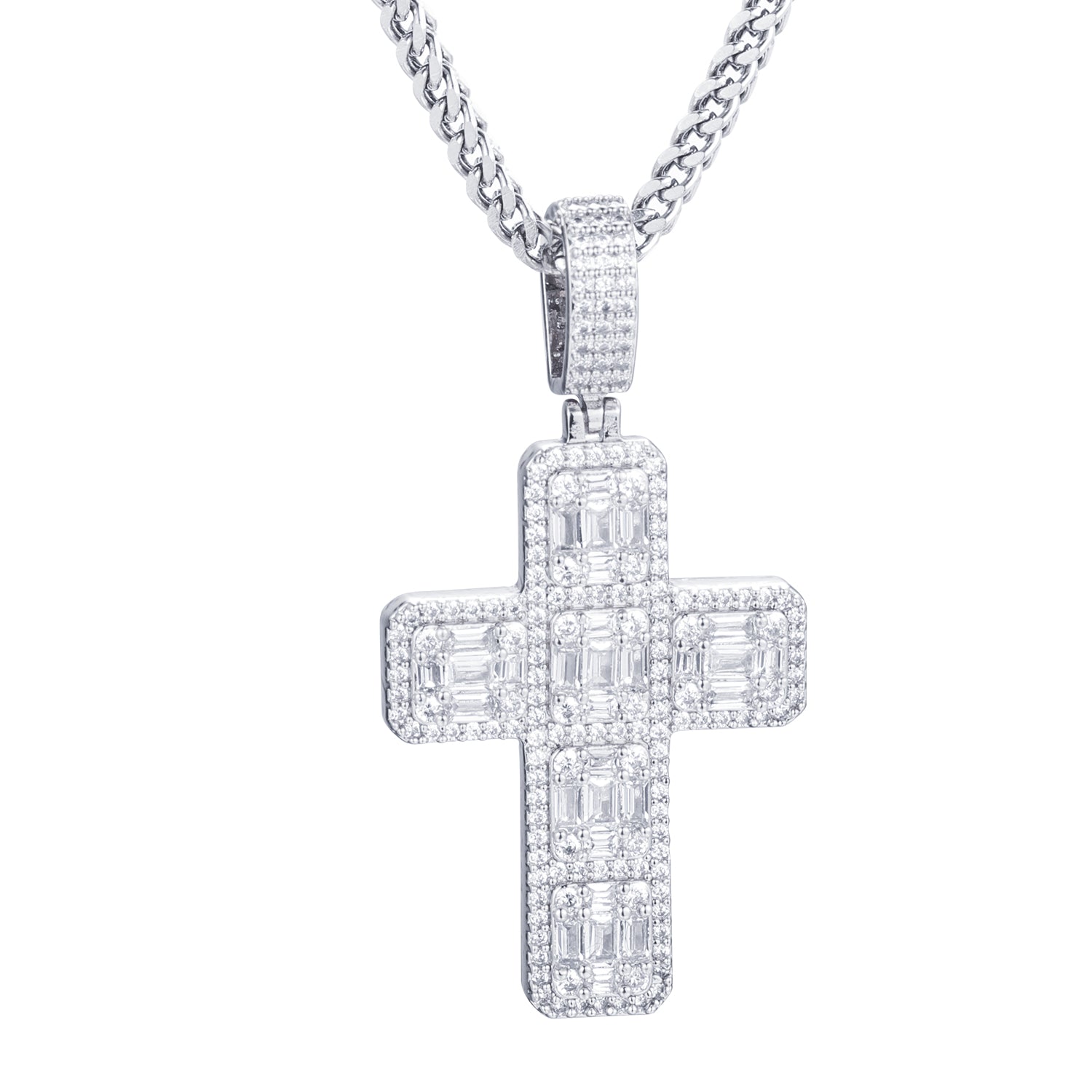 Iced Baguette Cross Pendant