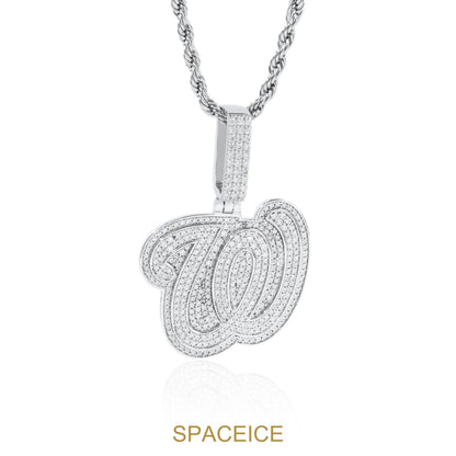 Spaceice Custom W Initial Moissanite Pendant