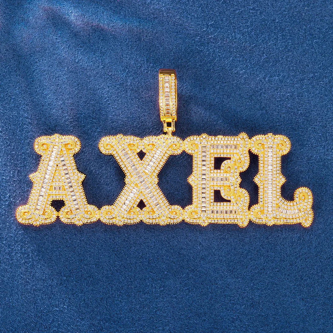 Custom Baguette Spiked Letter Pendant