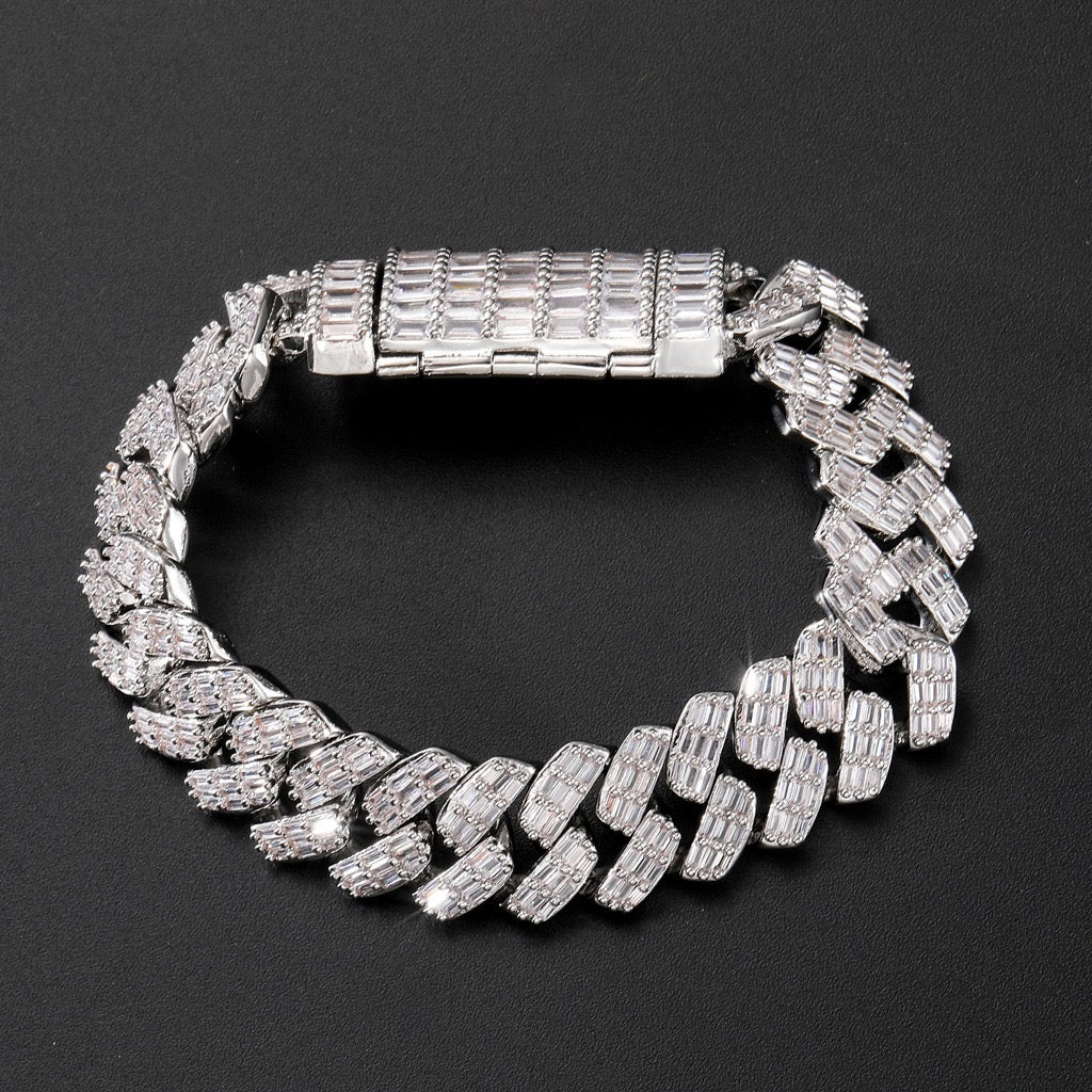 17MM Baguette Prong Cuban Bracelet