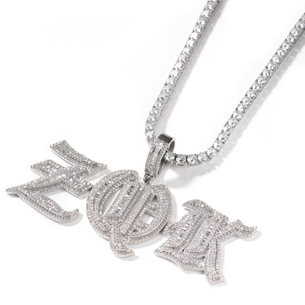 Custom Baguette Old English Letter Pendant