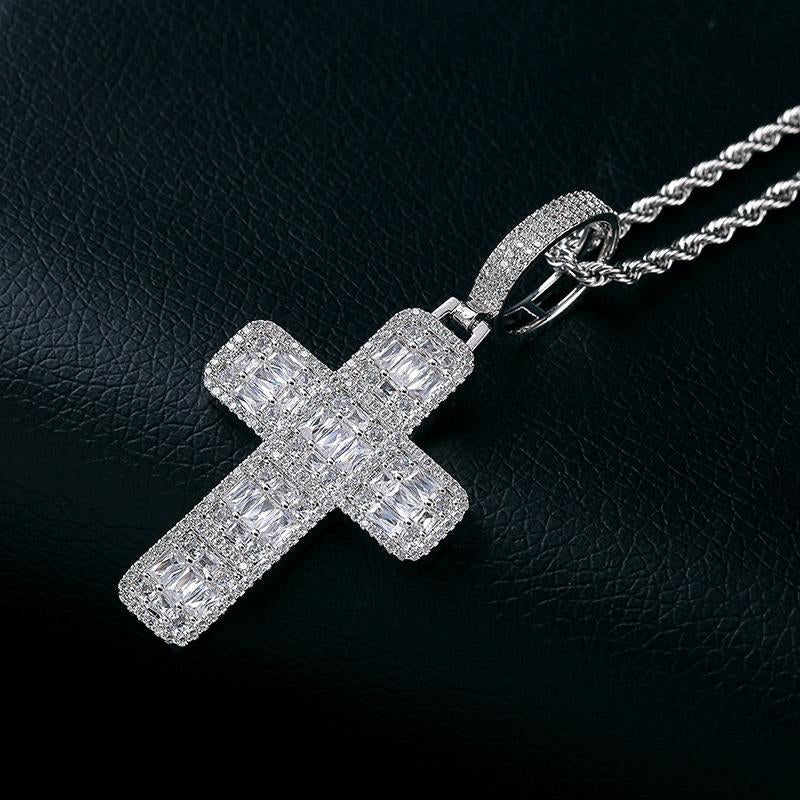 Iced Baguette Cross Pendant