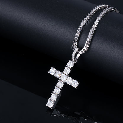 Iced Tennis Cross Pendant