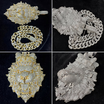 Iced-Out Big Lion Head Jungle King Pandent