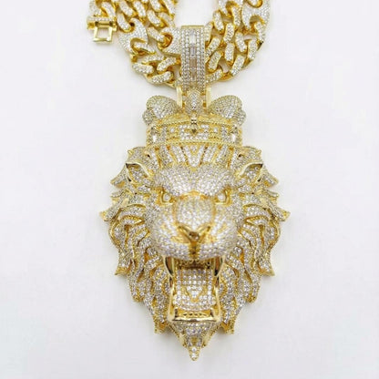 Iced-Out Big Lion Head Jungle King Pandent