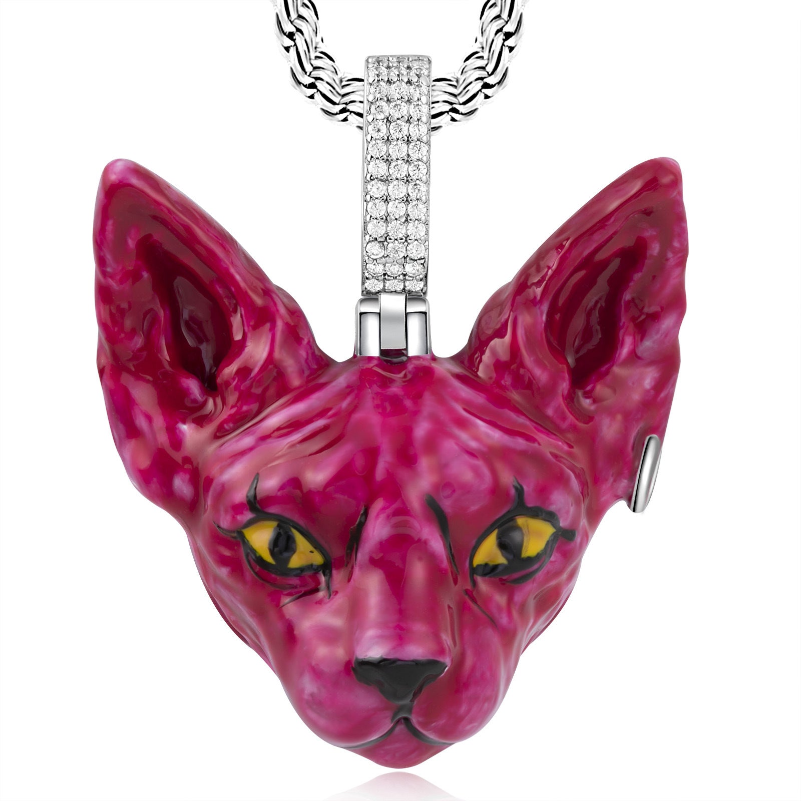 Red Cat Head Enamel Pendant