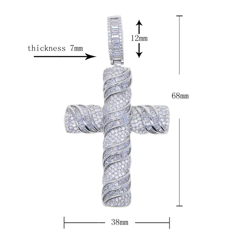 Iced Cablee Cross Pendant