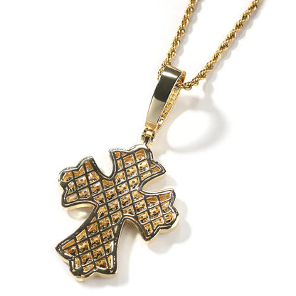 Iced Bottnee Cross Pendant