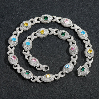 Multi Color Gemstone Evil Eyes Chain