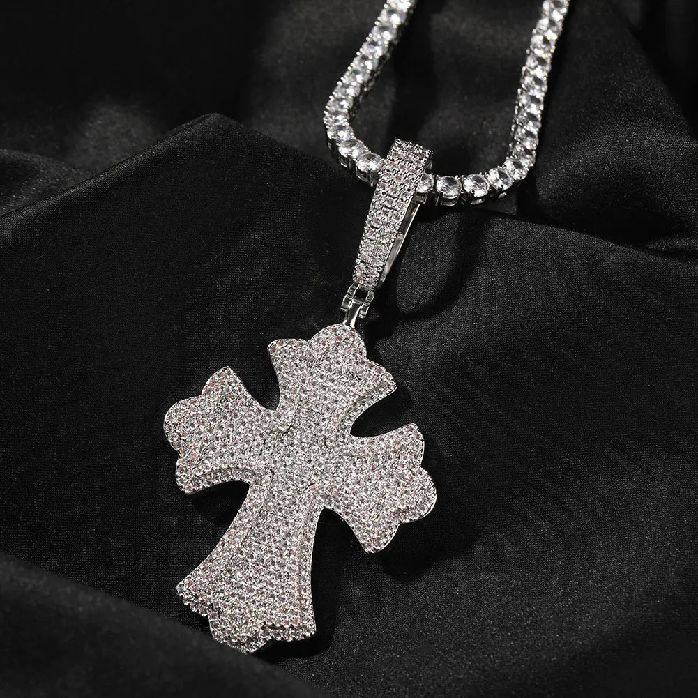 Iced Bottnee Cross Pendant