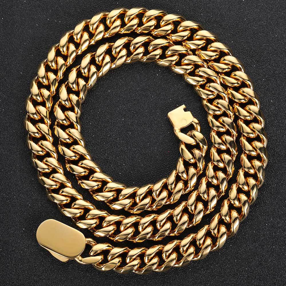 Single Side Spring Buckle Cuban Chain