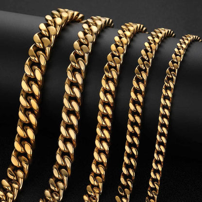 18K Four Side Polished Cuban Chain