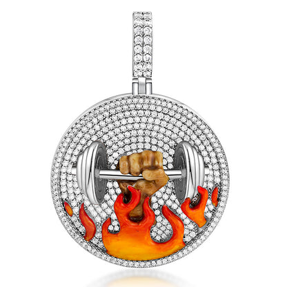 Flame Dumbbell Enamel Pendant