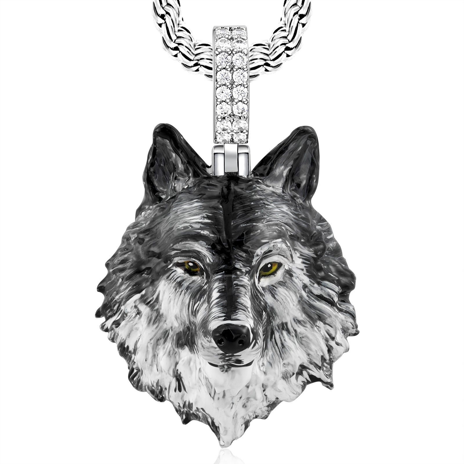 Wolf Head Enamel Pendant