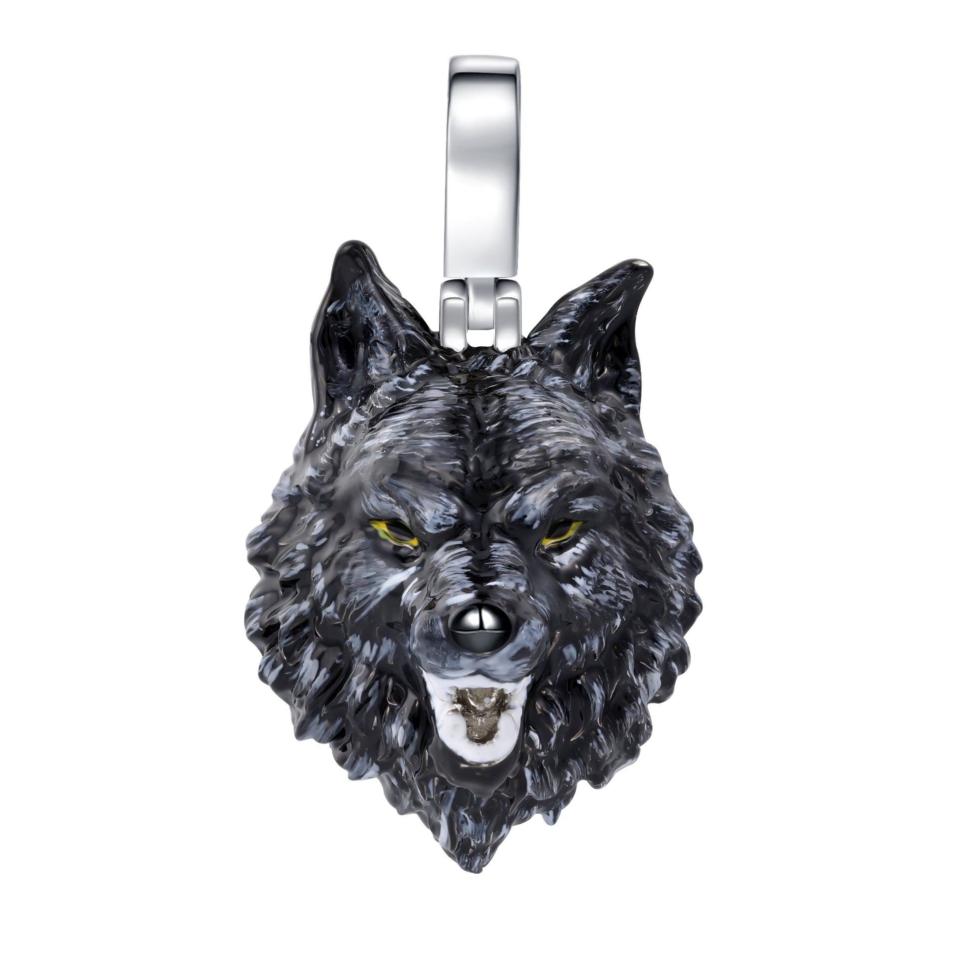 Wolf Head Enamel Pendant