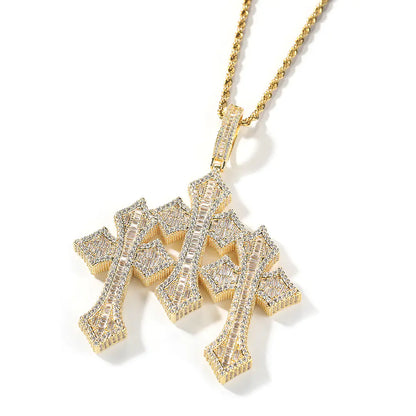 Triple Baguette Barbee Cross pendant