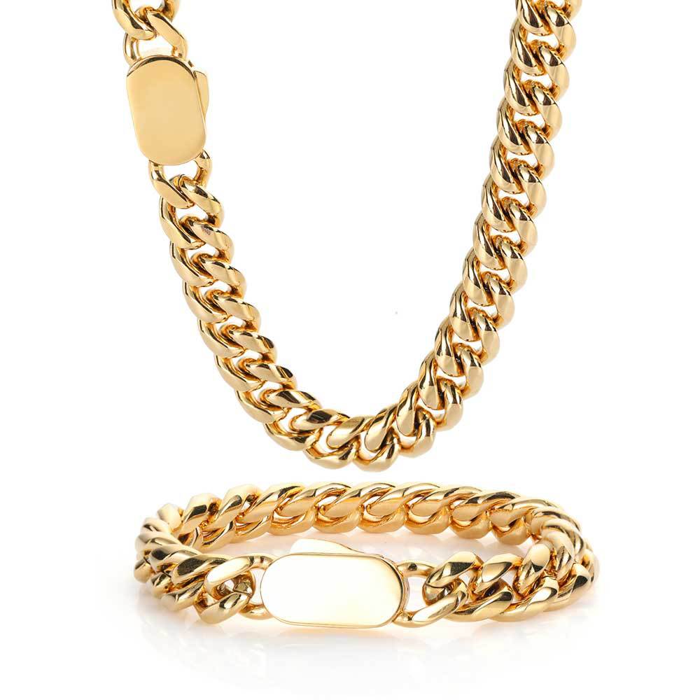 Single Side Spring Buckle Cuban Chain