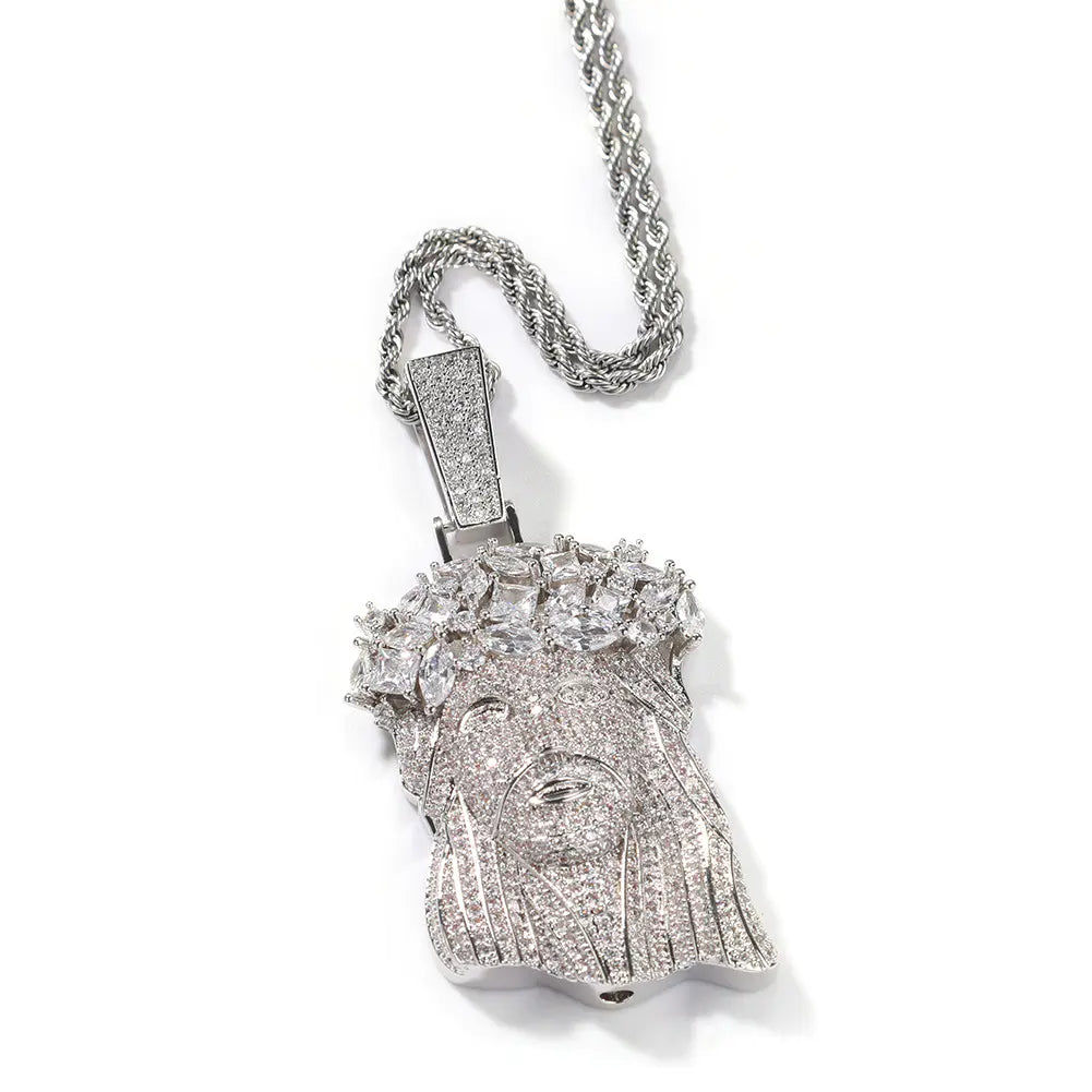 Mix Iced Crown Jesus Pendant