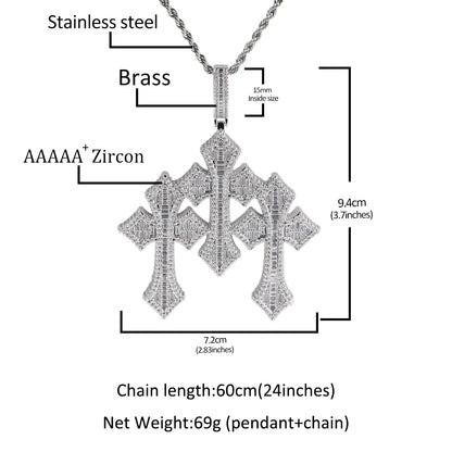 Triple Baguette Barbee Cross pendant