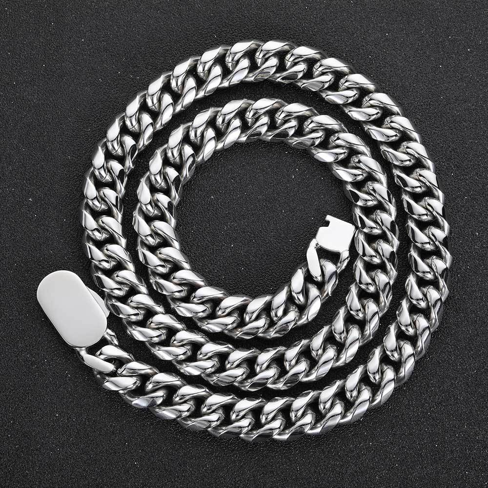 Single Side Spring Buckle Cuban Chain