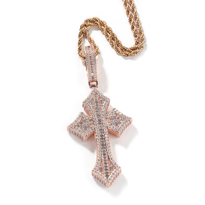 Ice Baguette Barbee Cross Pendant