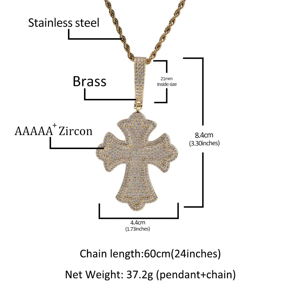 Iced Bottnee Cross Pendant