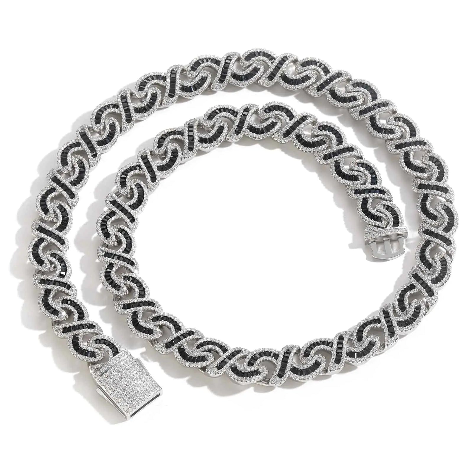 12mm Black Baguette Infinity Chain