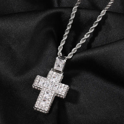 Iced Baguette Cross Pendant