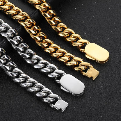 Single Side Spring Buckle Cuban Chain