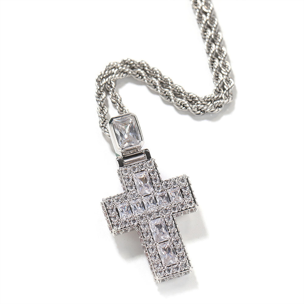 Iced Baguette Cross Pendant